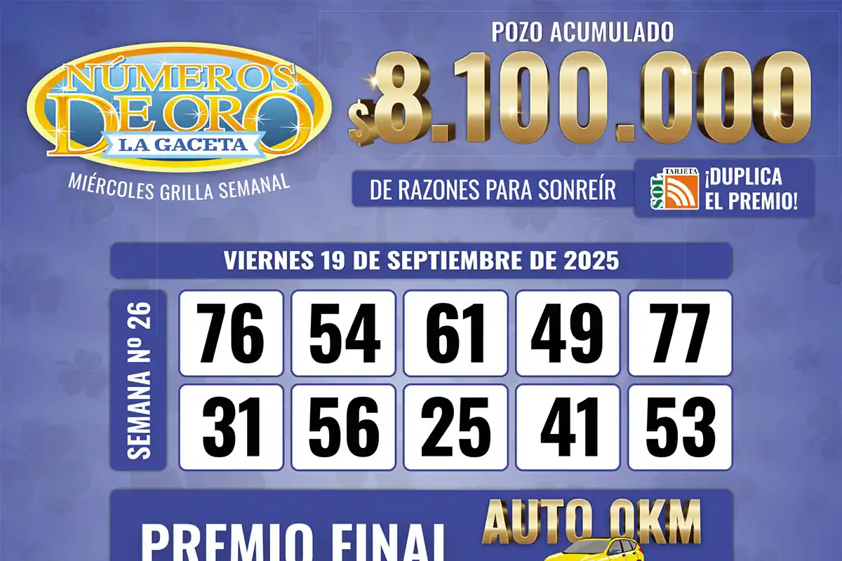 Los Números de Oro de LA GACETA del 19 de septiembre de 2025