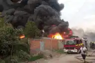 Video: así se vio el incendio en el depósito de barriles de aceite en Manantial Sur