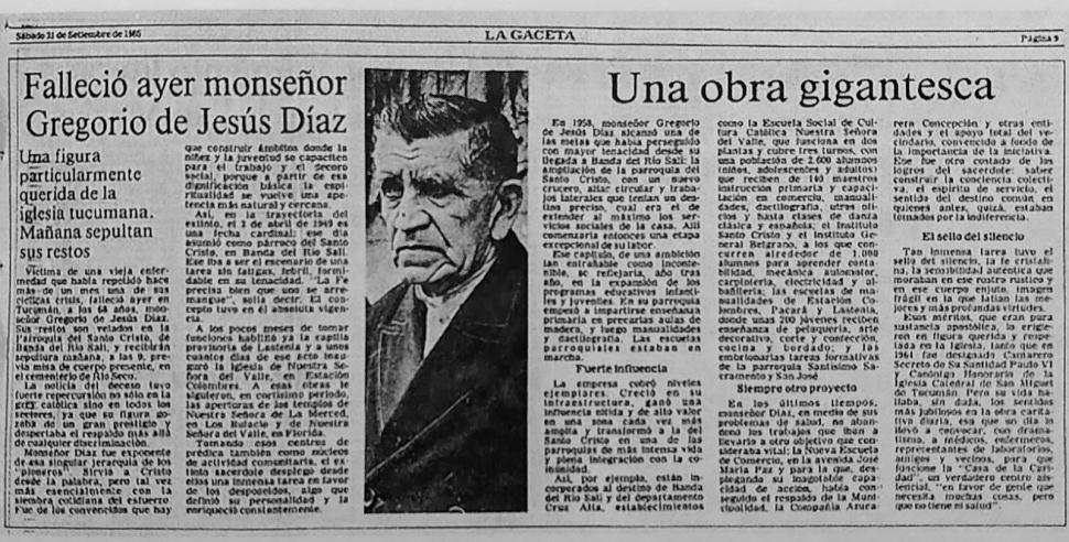 EN LA GACETA. Así se publicó la noticia de su fallecimiento.