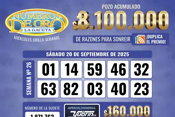 Los Números de Oro de LA GACETA del 20 de septiembre de 2025