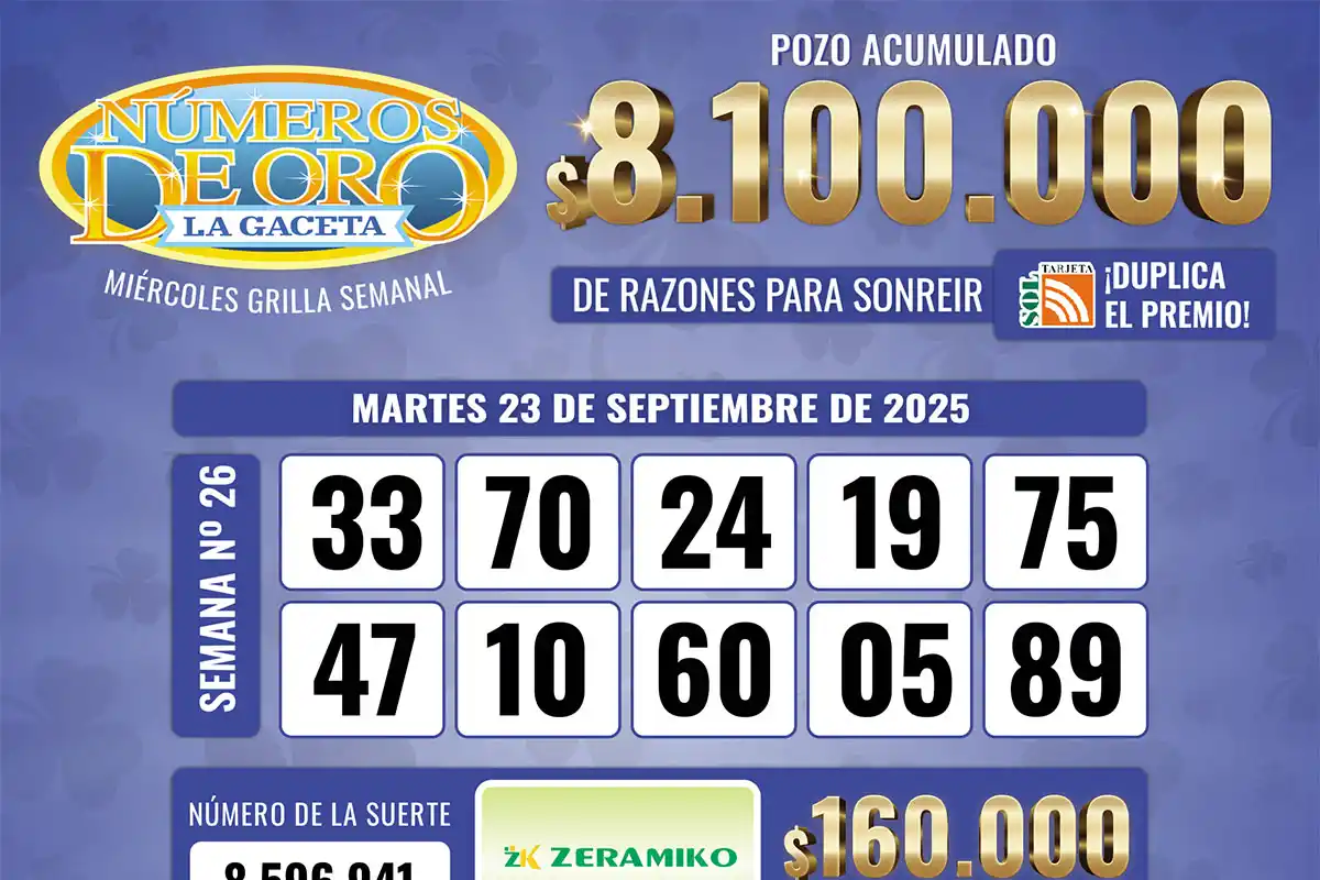 Los Números de Oro de LA GACETA del 23 de septiembre de 2025