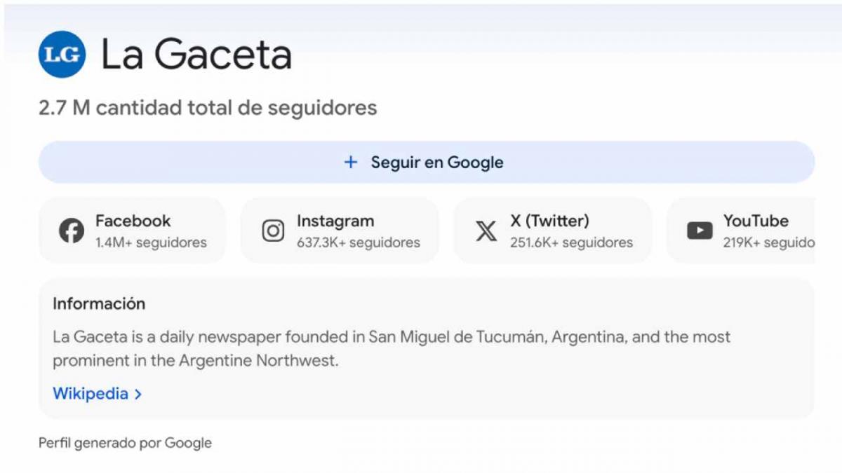 LA GACETA está con vos y te invita a compartir más información de calidad en Google Discover