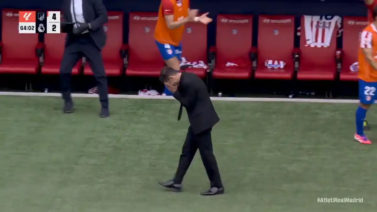 Diego Simeone, en el cuarto gol del Atlético de Madrid.