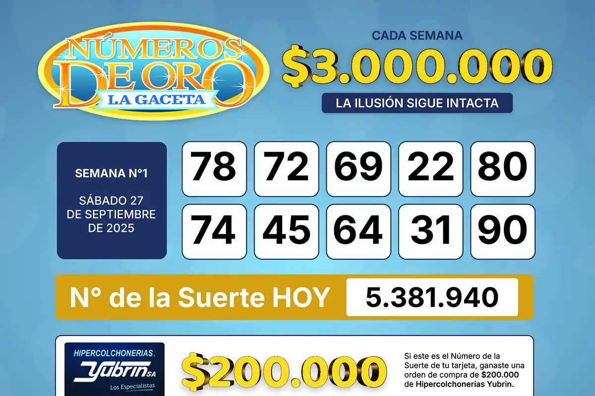Los Números de Oro de LA GACETA del 27 de septiembre de 2025