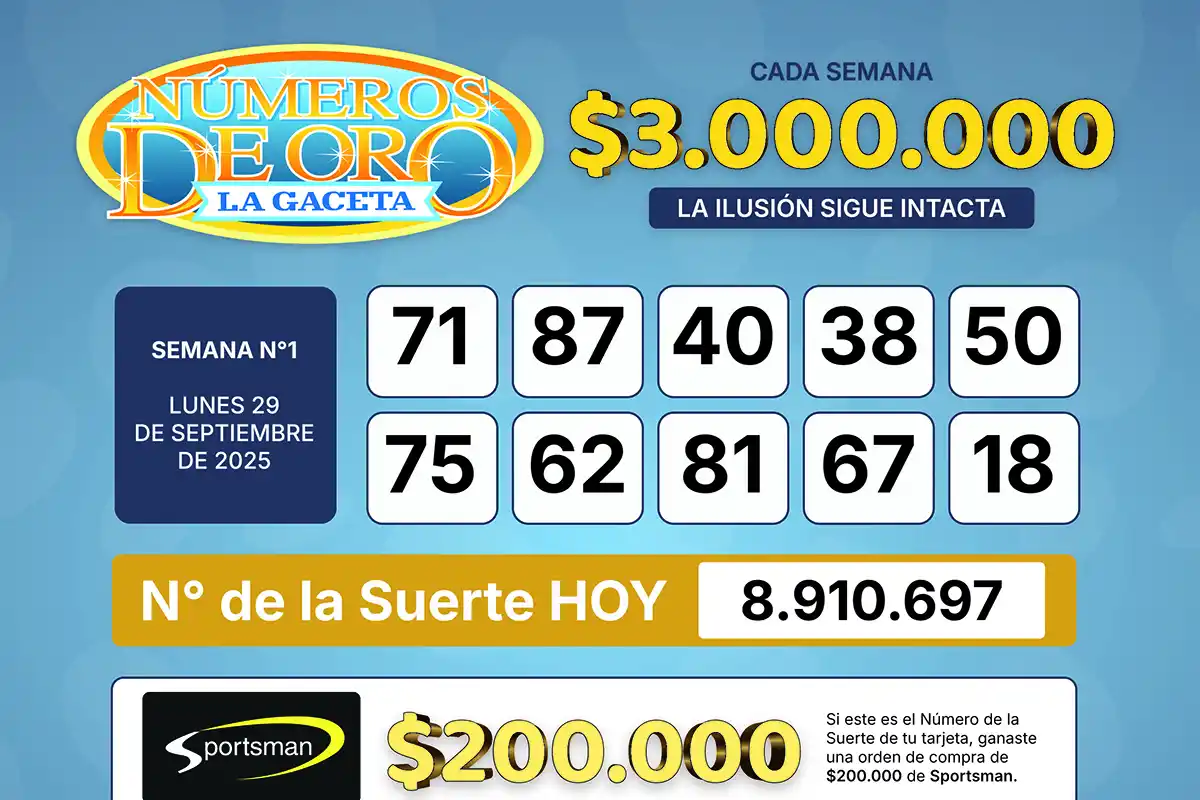 Los Números de Oro de LA GACETA del 29 de septiembre de 2025