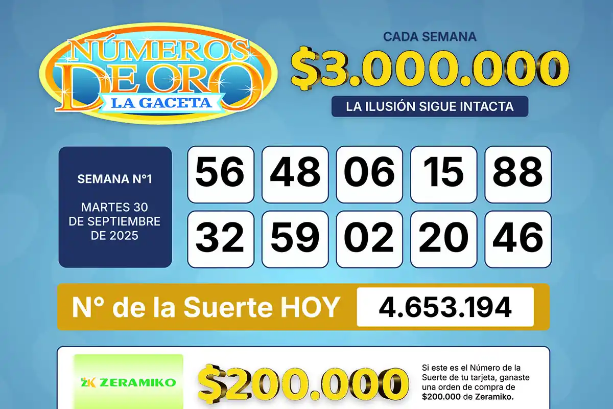Los Números de Oro de LA GACETA del 30 de septiembre de 2025