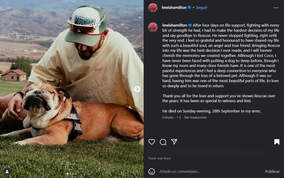 ¿De qué murió Roscoe, el mejor amigo de Lewis Hamilton?