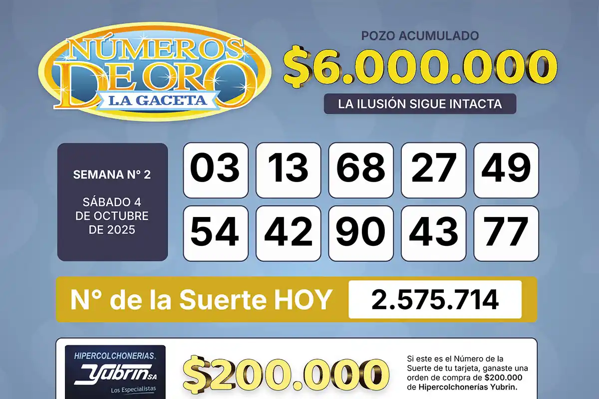 Los Números de Oro de LA GACETA del 4 de octubre de 2025