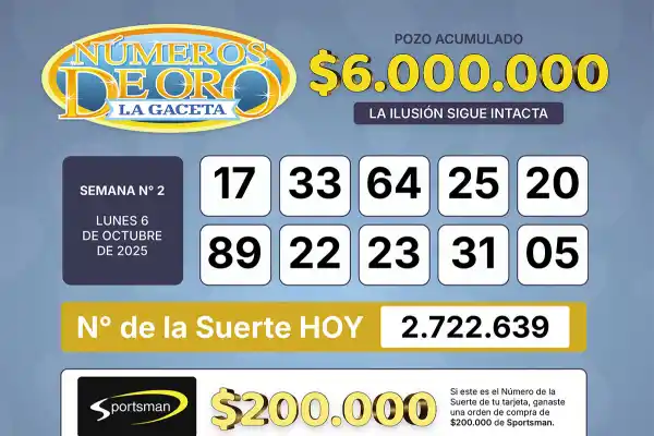 Los Números de Oro de LA GACETA del 6 de octubre de 2025