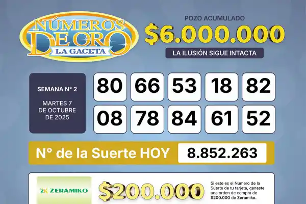 Los Números de Oro de LA GACETA del 7 de octubre de 2025