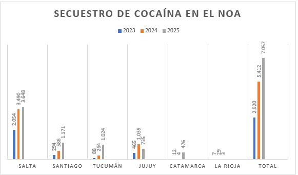 En Tucumán se secuestró en 10 meses una tonelada de cocaína