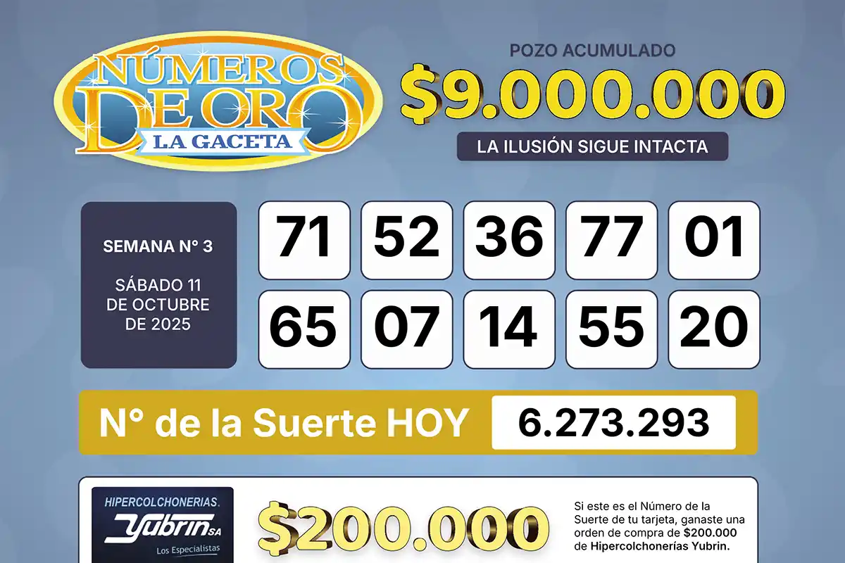 Los Números de Oro de LA GACETA del 11 de octubre de 2025