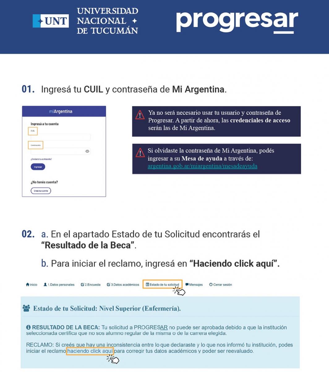 ETAPA DE RECLAMO. El paso a paso para corregir tus datos de la solicitud de la Beca Progresar.