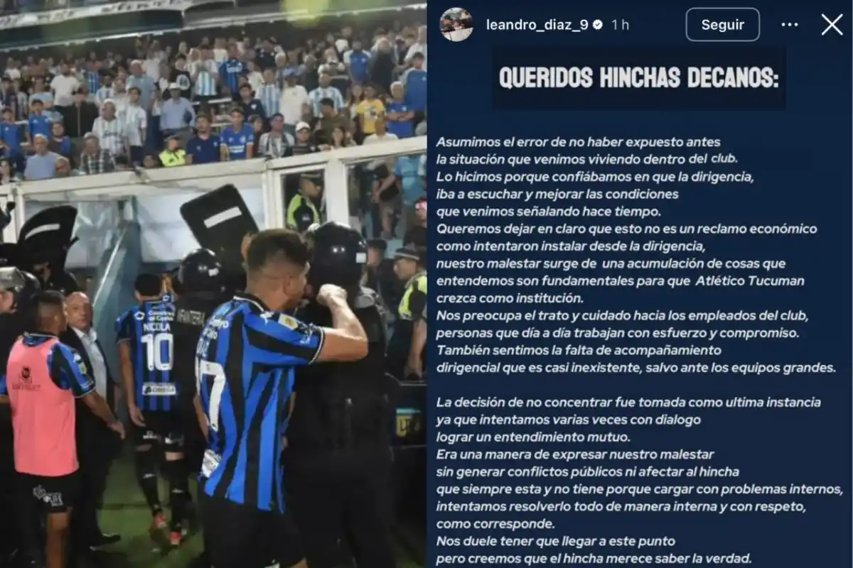 “El hincha merece saber la verdad”: el fuerte comunicado del plantel de Atlético Tucumán contra la dirigencia