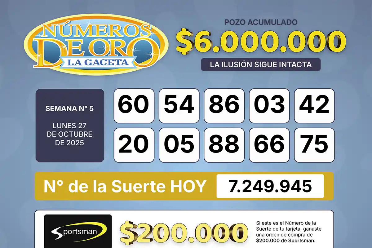 Los Números de Oro de LA GACETA del 27 de octubre de 2023