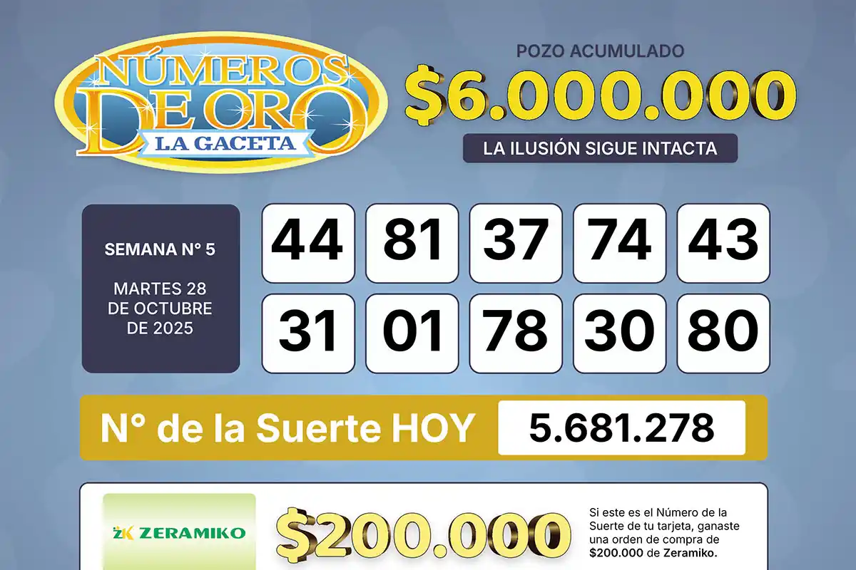 Los Números de Oro de LA GACETA del 28 de octubre de 2025