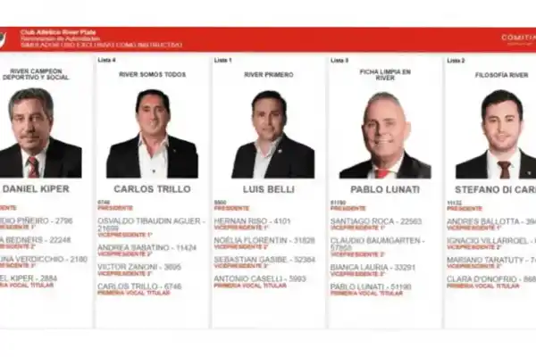 Cinco listas competirán por la presidencia de River: quiénes son los candidatos y qué propone cada uno