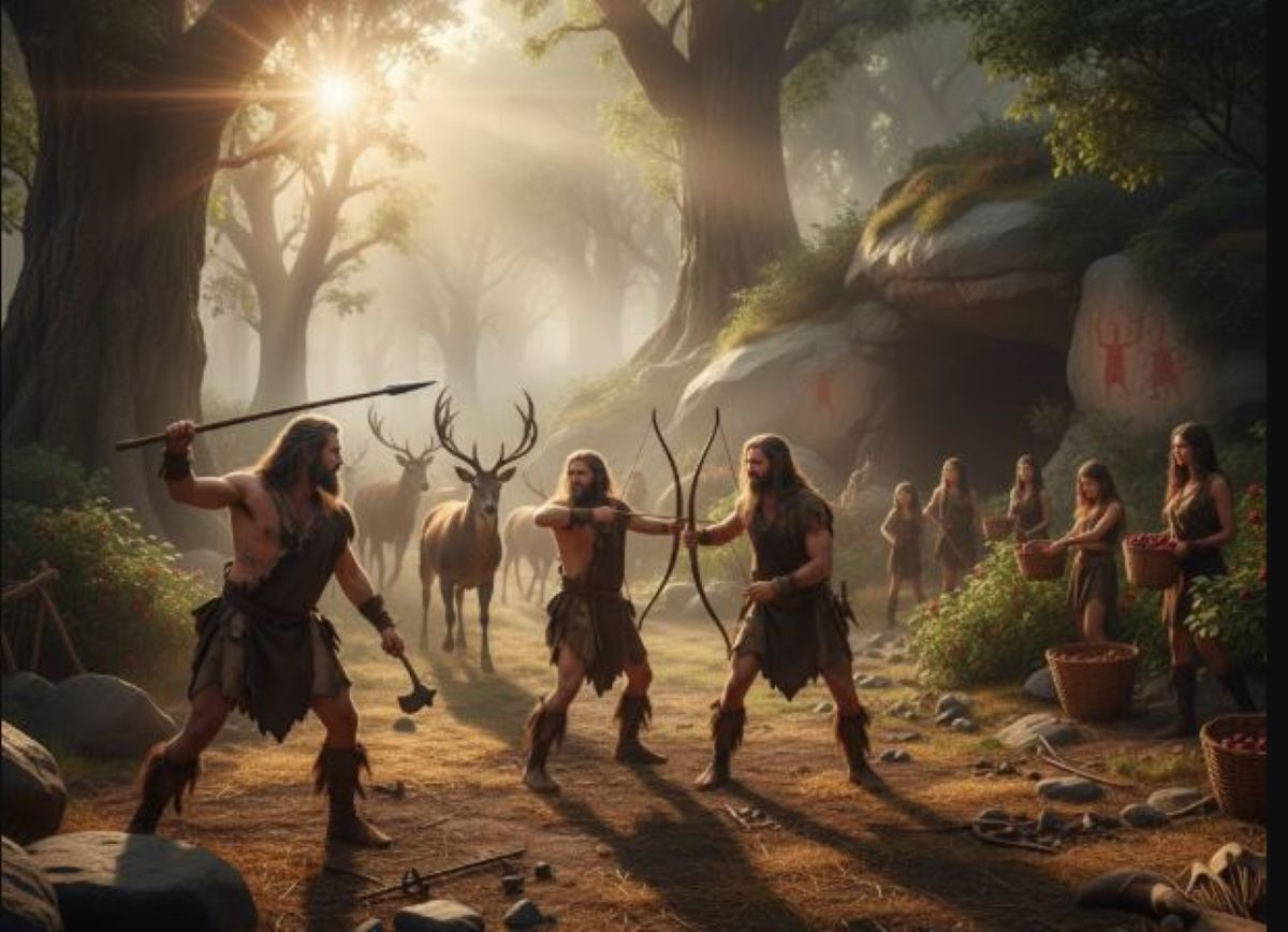 OTRA ÉPOCA. El ser humano debía cazar y cosechar para poder tener qué comer.