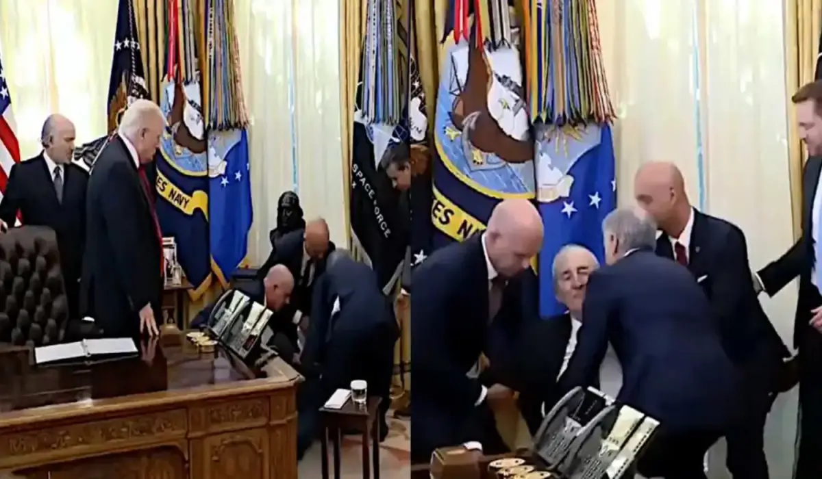 CASA BLANCA. Un ejecutivo farmacéutico se desmayó en plena conferencia de Donald Trump.