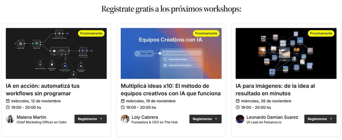 FORMACIÓN. Coderhouse ofrece workshops gratuitos en vivo sobre inteligencia artificial y herramientas digitales.