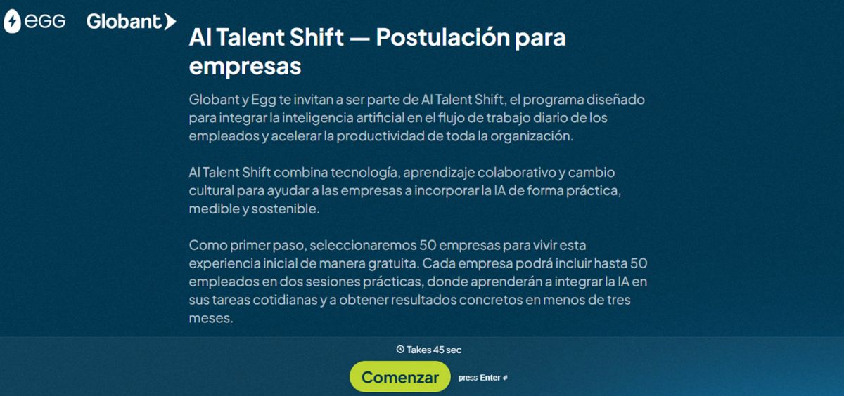 INTELIGENCIA ARTIFICIAL. Globant lanzó un programa gratuito para que empresas incorporen IA en sus procesos de trabajo.