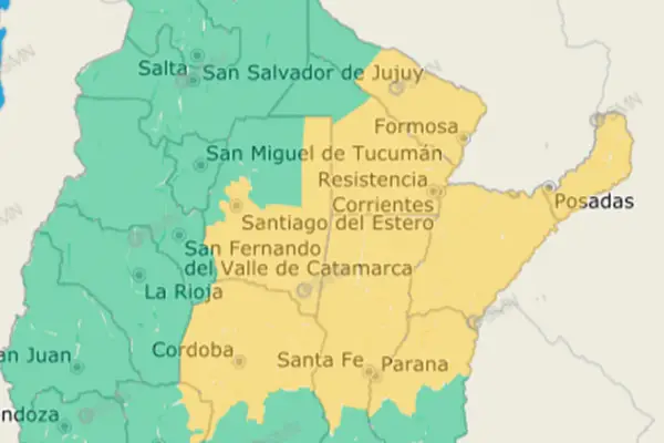 Alerta meteorológica amarilla: tormentas intensas avanzan desde el centro hacia el norte del país