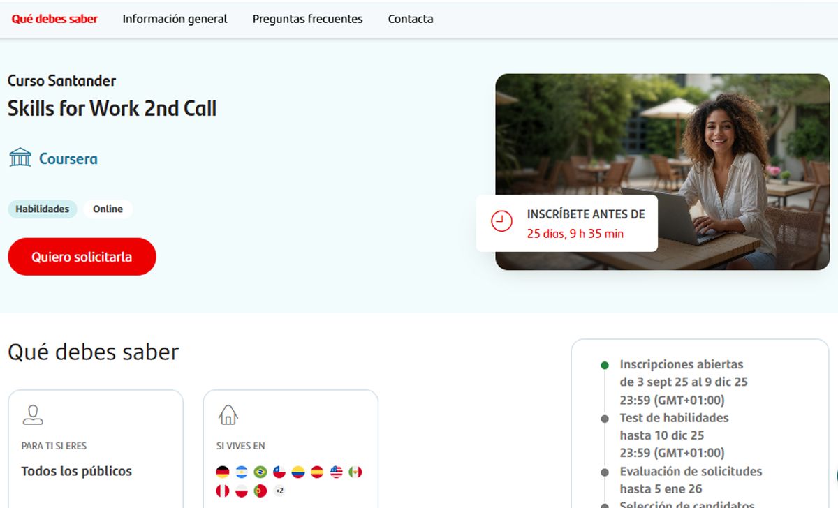 PARA FORMARTE SIN PAGAR. La iniciativa ofrece acceso sin costo a 80 cursos internacionales en áreas muy demandadas. / CAPTURA DE PANTALLA