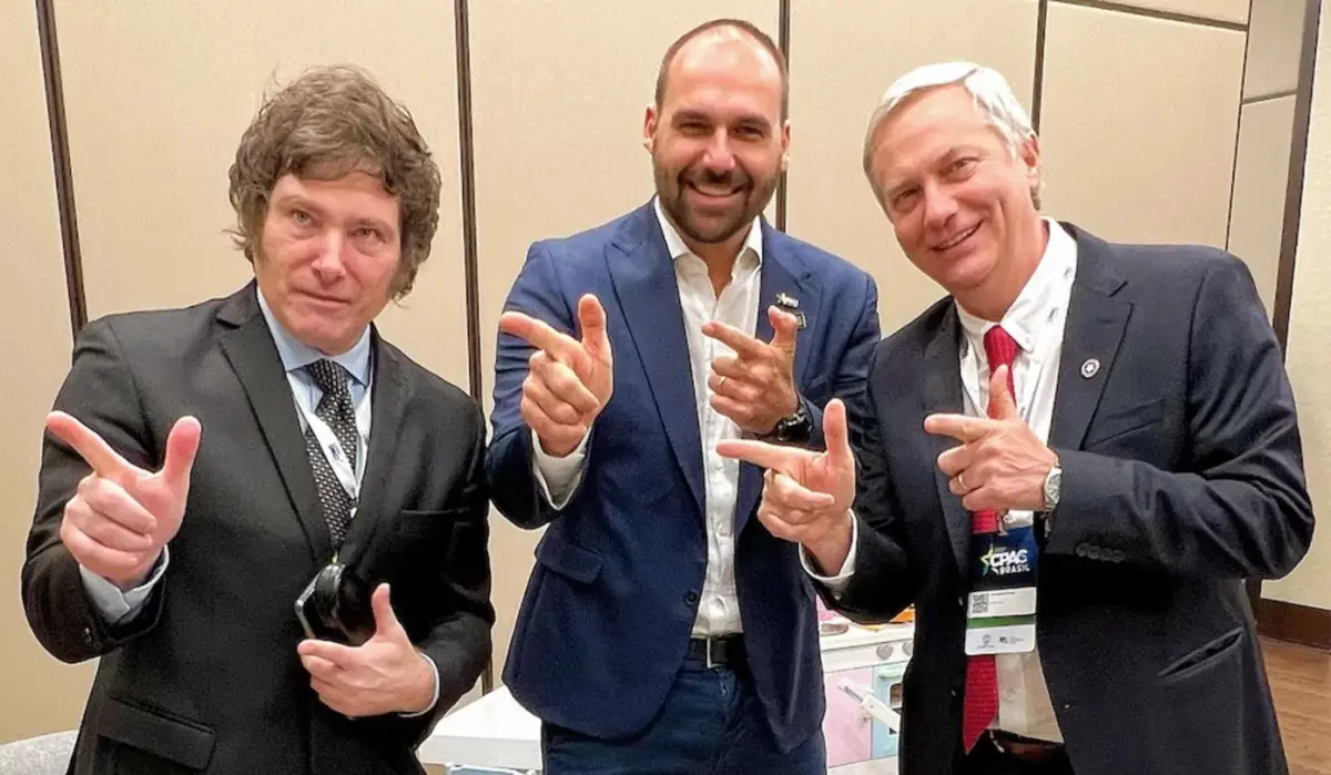 Javier Milei junto a José Antonio Kast y Eduardo Bolsonaro.