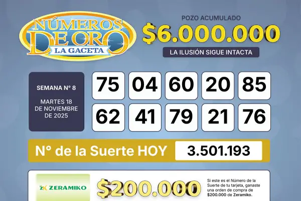 Los Números de Oro de LA GACETA del 18 de noviembre de 2025