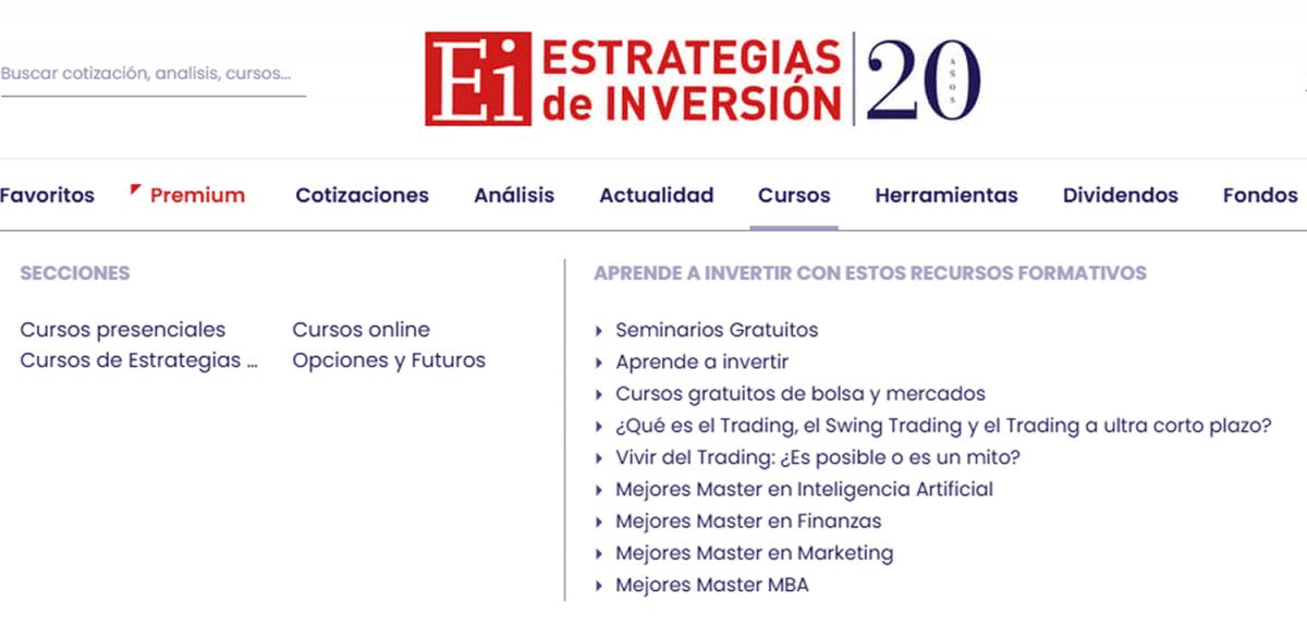 FORMACIÓN PARA ENTENDER EL MERCADO. La página tiene cursos online sin costo que enseñan desde análisis técnico hasta cómo armar una cartera de acciones basada en ganancias recurrentes. / CAPTURA DE PANTALLA