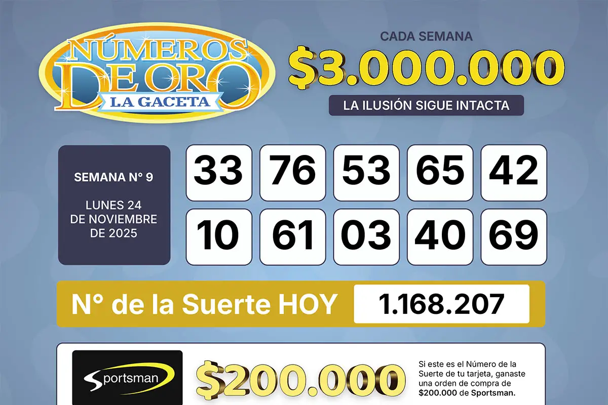 Los Números de Oro de LA GACETA del 24 de noviembre de 2025