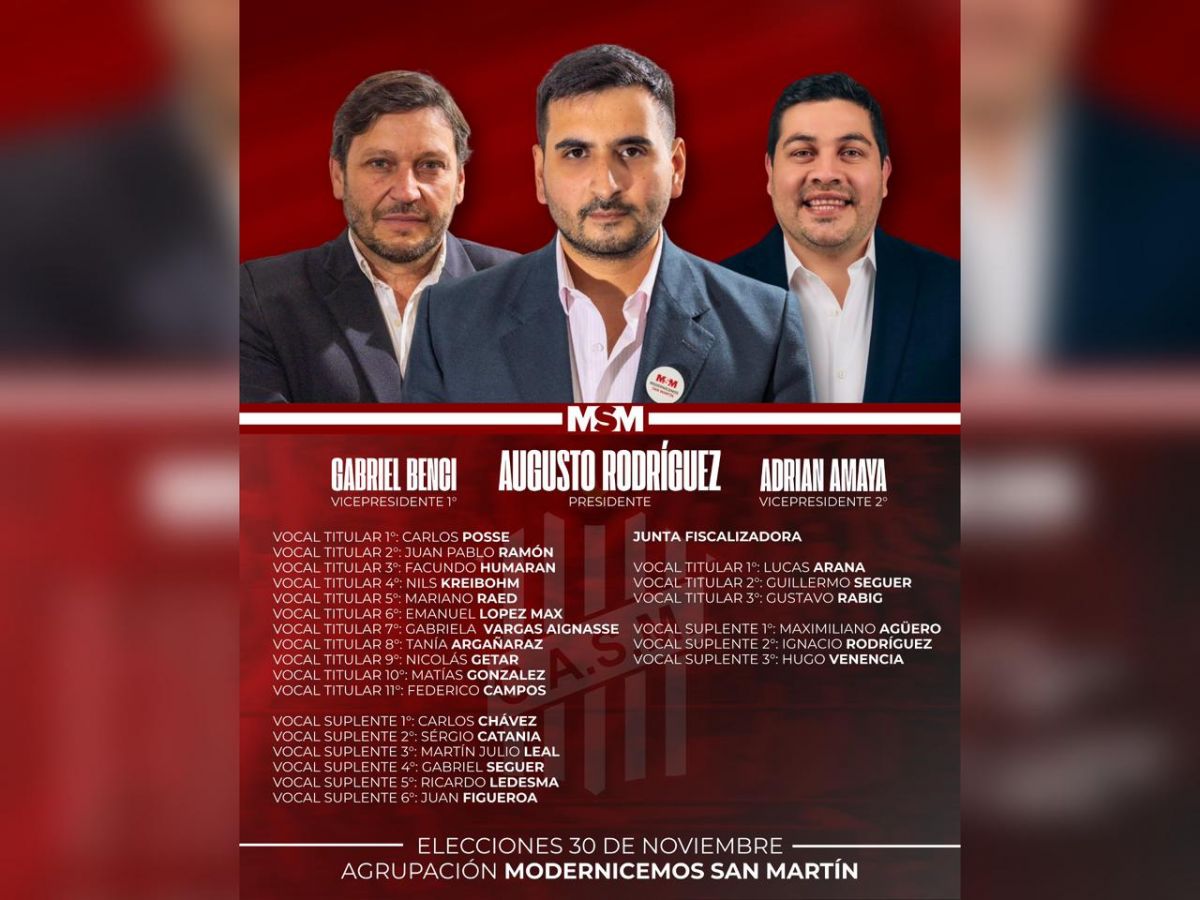 Así es la lista de Augusto Rodríguez.