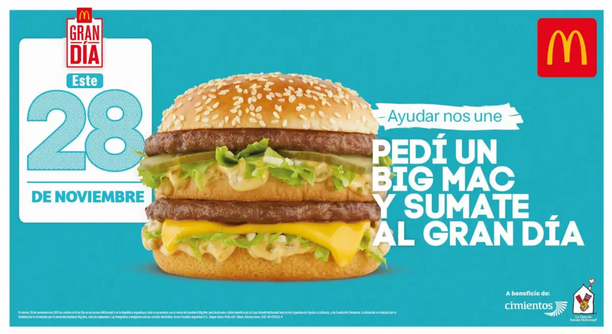 Llega el “Gran Día” a Tucumán: con tu compra de Big Mac podés ayudar a Casa Ronald y a  Fundación Cimientos