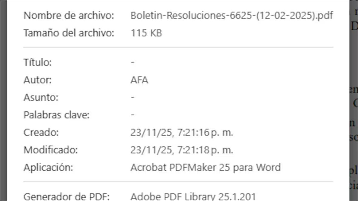 PDF BAJO SOSPECHA. El Boletín 6625 quedó en el centro de la polémica por la fecha real de creación del archivo y su posible uso para fundamentar sanciones contra Estudiantes.