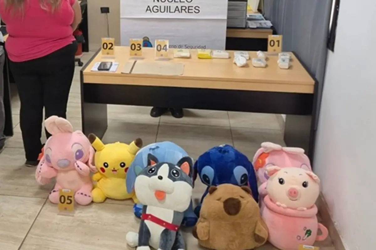 Según el reporte oficial, los peluches contenían cocaína. GENDARMERÍA