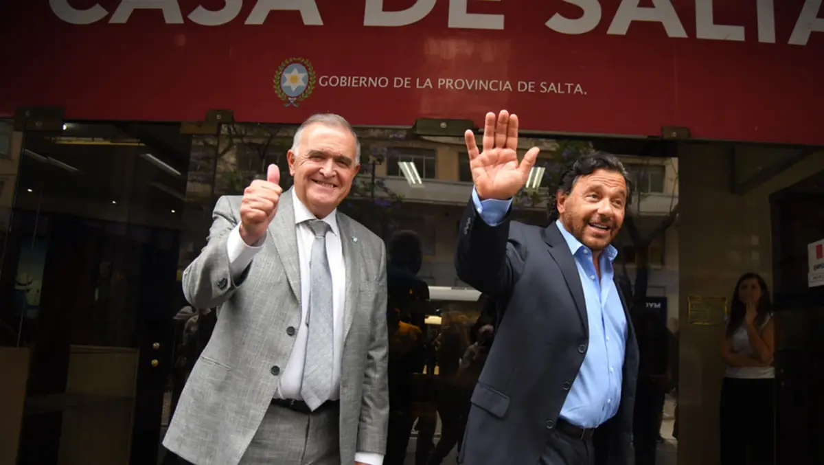 Gustavo Sáenz y Osvaldo Jaldo, tras la reunión en Buenos Aires. 