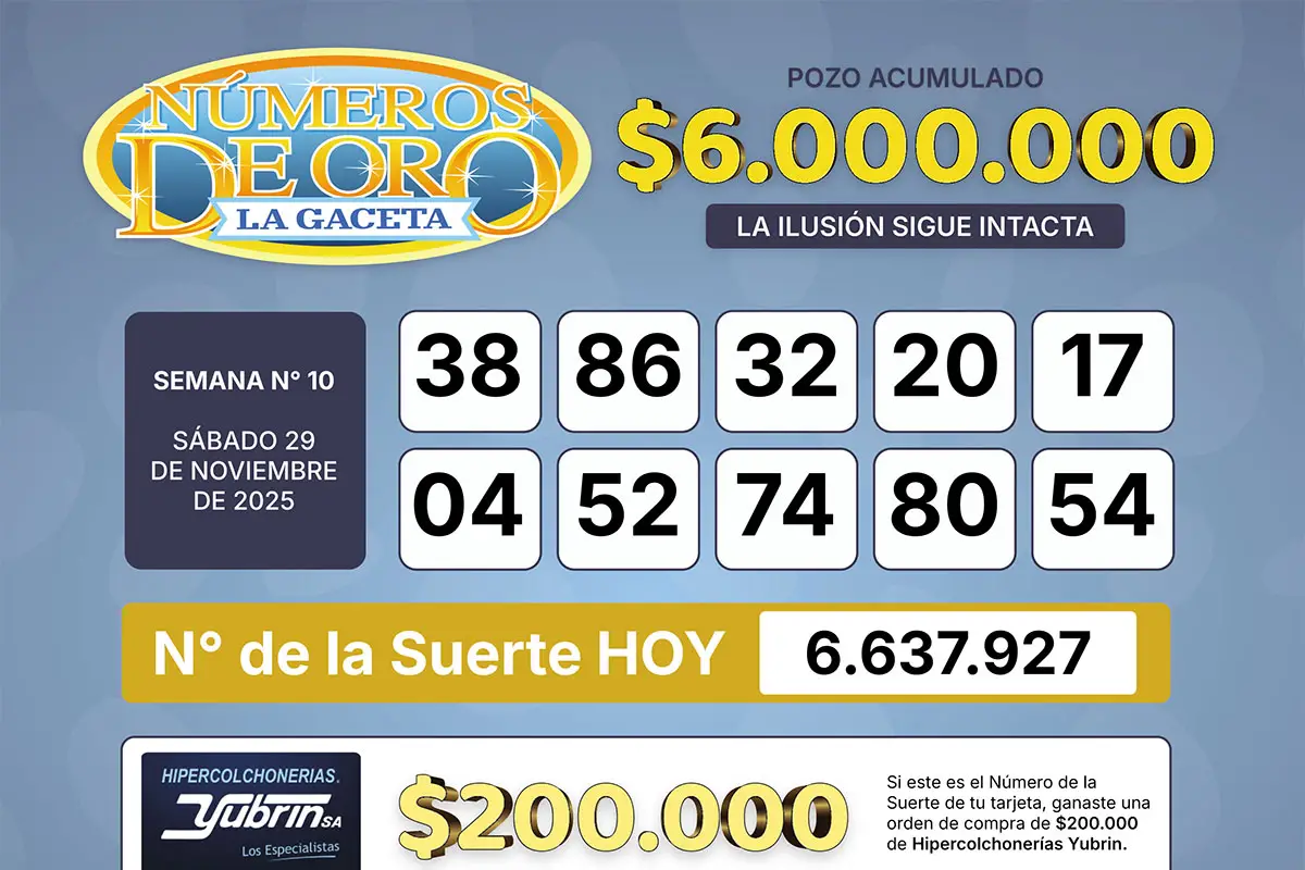 Los Números de Oro de LA GACETA del 29 de noviembre de 2025