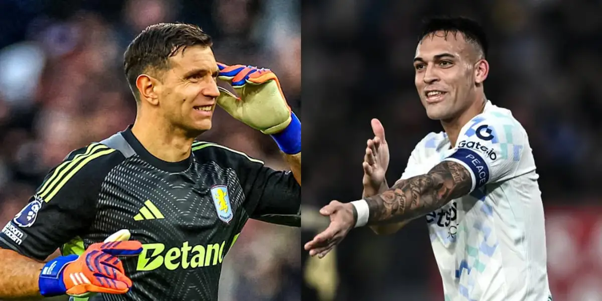 PROTAGONISTAS. Emiliano Martínez y Lautaro Martínez tuvieron otra jornada decisiva en Europa, donde el arquero sostuvo a Aston Villa y el delantero brilló con un doblete para Inter.