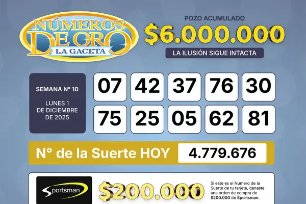 Los Números de Oro de LA GACETA del 1 de diciembre de 2025