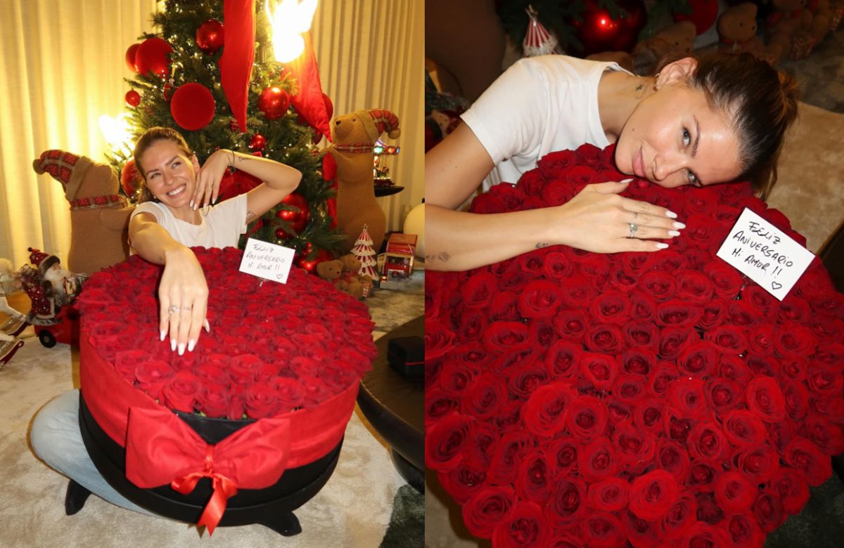 La China Suárez mostró orgullosa el anillo que recibió por su primer aniversario.