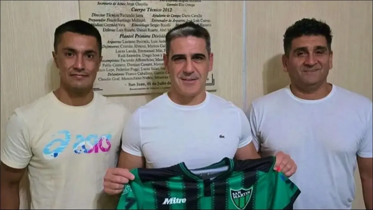 NUEVO CICLO. Ariel Martos inició su etapa en San Martín de San Juan con un cuerpo técnico mixto y objetivos de reordenamiento deportivo.