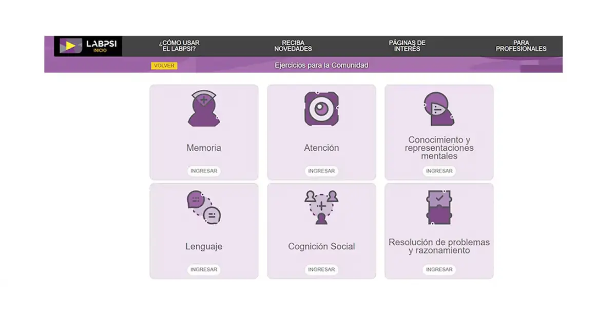 PLATAFORMA. Labpsi tiene ejercicios interactivos pensados para estimular la mente desde cualquier dispositivo.