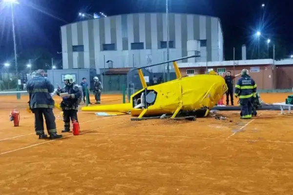 Cayó un helicóptero en una cancha de tenis en Palermo: hay tres personas heridas