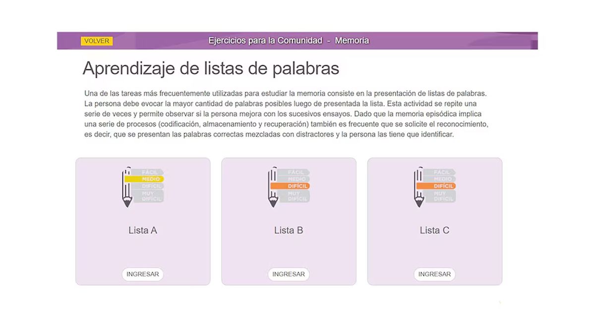 PLATAFORMA. Labpsi tiene ejercicios interactivos pensados para estimular la mente desde cualquier dispositivo.