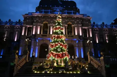 La Casa de Gobierno se iluminó con un nuevo árbolito de Navidad