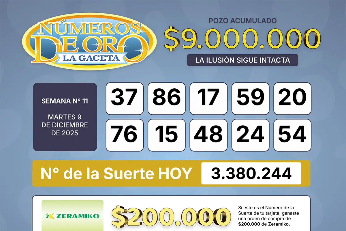 Los Números de Oro de LA GACETA del 9 de diciembre de 2025