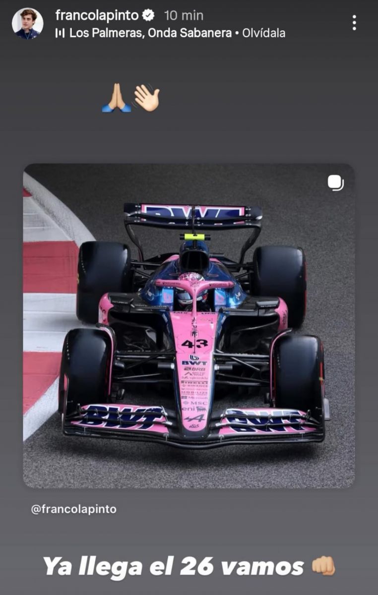 La particular publicación de Franco Colapinto para despedir su primera temporada de la Fórmula 1 con Alpine