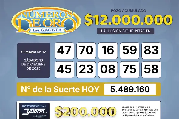 Los Números de Oro de LA GACETA del 13 de diciembre de 2025