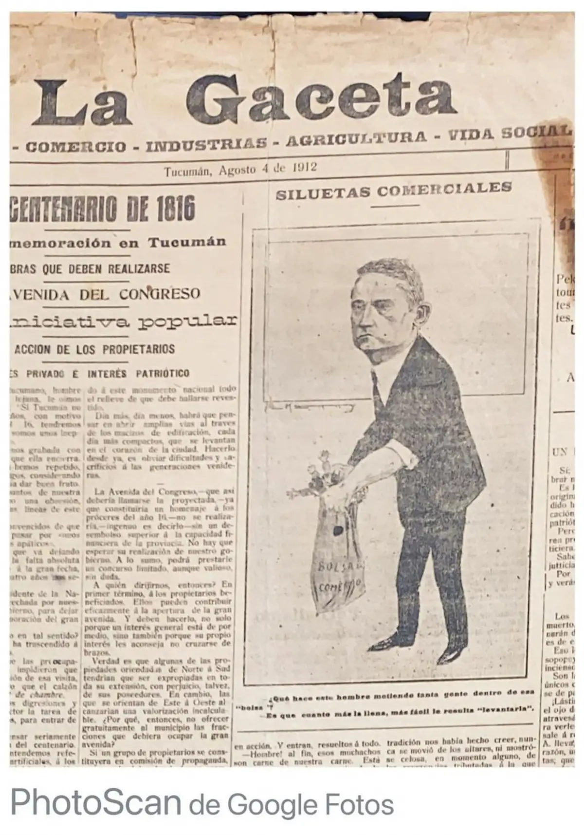 Recuerdos fotográficos: 1912. La primera imagen que publicó La Gaceta