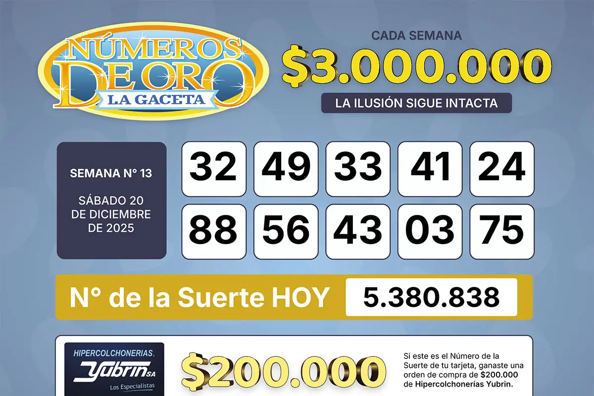 Los Números de Oro de LA GACETA del 20 de diciembre de 2025